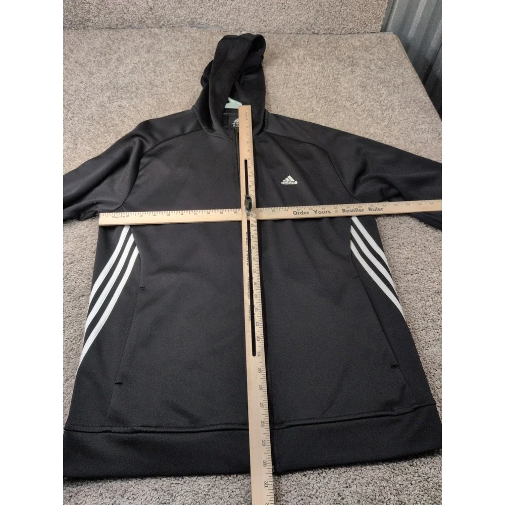 Adidas Mens Full Zip Hoodie Black Track Jacket 3 Stripe Logo Large RN 88387